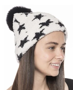 Cappello invernale Jenni donna stelle berretto pom nero bianco taglia unica - Foto 1 di 2