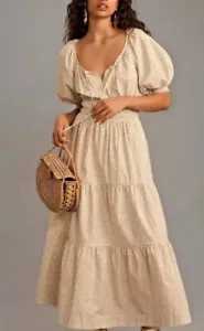 NWT ANTHROPOLOGIE size XLarge Somerset: Puff Sleeve Edition in Neutral motif - Picture 1 of 6