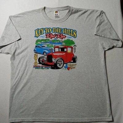 Camisa gris Rod Run Key to the Hills Boerne Tx Rally 2010 Y2K Auto Distress Foto 1 de 4