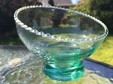 art glass Soap Dish Holder Pot pourri eliptical shaped dish green tinge colour