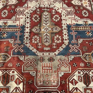 Antique HANDMADE Caucasian Kazak karabakh rug 240x 140cm - Picture 1 of 17