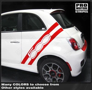Fiat 500 Rear Quarter Side Stripes Decals 2012 2013 2014 2015 Pro Motor - Picture 1 of 2