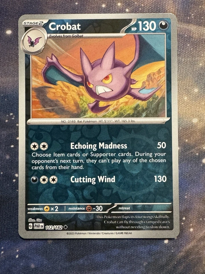 Pokémon TCG Crobat 112/182 Sv04: Paradox Rift Reverse Holo - Image 1 of 1