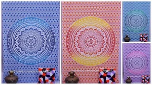 Arazzo indiano ombretto mandala bohemien lancio doppia dimensione decorazione hippie da appendere a parete - Foto 1 di 17