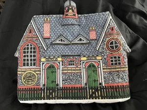VTG Frances Worters English Tea Cozy • Quilted Stone School Building Boys Girls - Picture 1 of 4