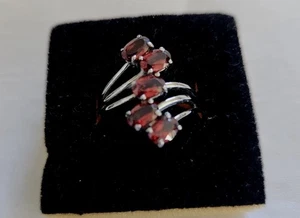 Mozambique Red Garnet 5 Stone Ring Size 8 Stainless Steel - Picture 1 of 6