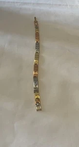 3 Tones Greek Plated Bracelet 18cm Long Excellent Condition - Picture 1 of 6