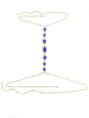 1pc Blue Droplet Fashion Body Chain Women's Chest Chain Summer Party Beach - Image 1 of 4