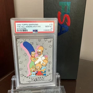 1990 Topps Simpsons Sticker #18 The All-American Family PSA 10 GEM MINT Pop 15 - Picture 1 of 4