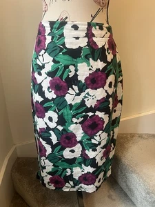Laura Ashley Occasions Pretty Floral Lined Cotton Pencil Skirt. Size 12 - Picture 1 of 7