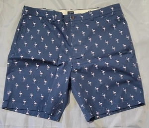 J Crew Gramercy Blue Pink Flamingo AOP Print Chino Shorts Men's 38x9 NWT New - Picture 1 of 8