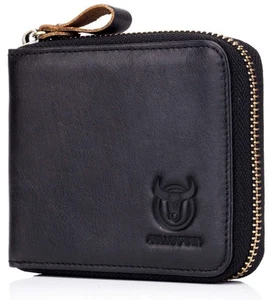 Mens Genuine Leather Zipper Wallet RFID Blocking Bifold Secure Zip Around Wal... - Bild 1 von 7