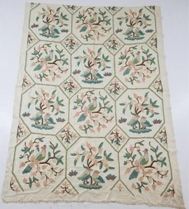 Vintage Kashmiri Wool Crewel Work Birds on a Branch Tapestry Panel 174x133cm  - Picture 1 of 12
