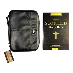 KJV Old Scofield Study Bible Classic Edition Genuine Leather 1917 Notes + Case - Foto 1 di 13