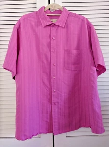 Island Passport Mens 2XL XXL Short Sleeve Button Up Shirt Pink Pocket Comfort - Picture 1 of 11