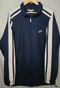 Nike Y2K Jogging Jacket, Logo, Sz XL, Navy Blue w/ White Stripes - Picture 1 of 11