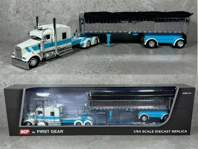 1/64 Kenworth W900L & MAC Coal End Dump White/Turquoise DCP by First Gear - Image 1 of 4