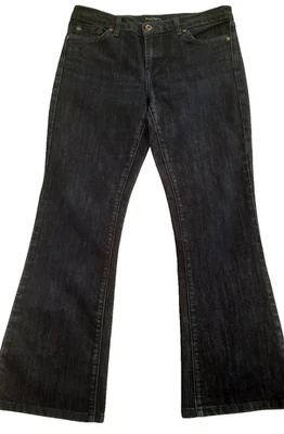 Pantalones de mezclilla para mujer David Kahn piernas acampanadas lavado oscuro elástico botones solapa bolsillos EE. UU. 30 Foto 1 de 4