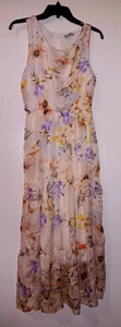 Neu mit Etikett Lara G Made in Italy Maxikleid Seidenmischung Pastell Blumen Größe S, - Bild 1 von 6