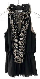 Robert Rodriguez by Neiman Marcus Ruffle Top Sleeveless Black Sz XS - Picture 1 of 11