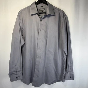 Kenneth Cole Reaction 100% Baumwolle Shirt grau gestreift Gr. 17 34-35 faltenfrei - Bild 1 von 4