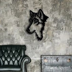 Arte de pared de metal - 2 mm de acero murales cuadros decoración 3D lobo - Imagen 1 de 1