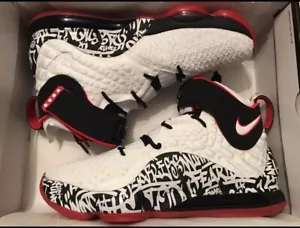 Nike Lebron 17 XVII Graffiti White Black Red CT6047-100 Size US 12 ✅NEW IN BOX✅ - Picture 1 of 9