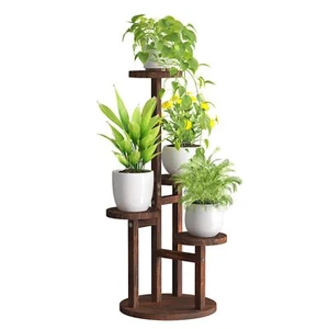 Bamworld Corner Plant Stand Indoor 4 Tier Wood Plant Shelf for Multiple Plants - Picture 1 of 7