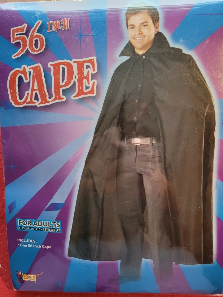 Adult 56" Black Cape Halloween  - Image 1 of 3
