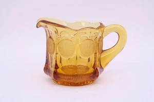 FOSTORIA Coin Pattern Creamer Pitcher Amber Glass Vintage - Picture 1 of 14