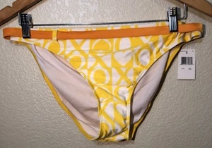 XOXO Womens Yellow White Bikini Swim Bottom Size XL NWT - Picture 1 of 4