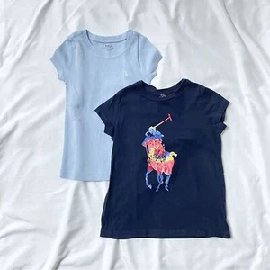 POLO Ralph Lauren Short Sleeved Crew Shirt Bundle Blue Logo, Girls 5 - Picture 1 of 10