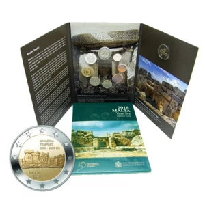 Malta Coins Set 2018 Euro 9 Coins with 2 Euro Mnajdra Year Set BU 03074 - Picture 1 of 1