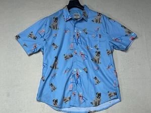 RSVLTS The Rosevelts Dog Print XL Blue Button Down Shirt Casual Stretch - Picture 1 of 7