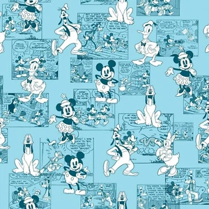 BTY Disney Mickey Minnie Mouse Donald Duck Friends Comic Cotton Fabric By 1 Yard - Picture 1 of 2
