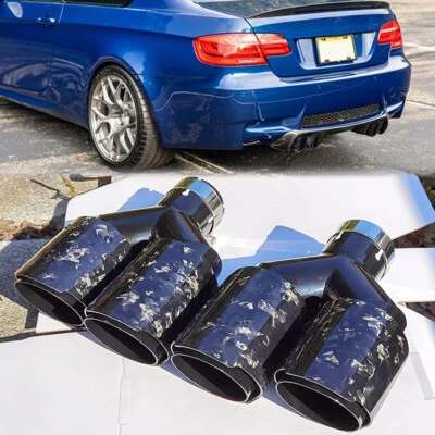 Forged Carbon Fiber Black Stainless Steel Car Dual Exhaust Tip End Pipe Muffler — 第 1/4 张图片