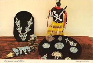 Postcard: Turquoise & Silver Jewelry, Zuni Artists, New Mexico, 4x6 Unposted - Picture 1 of 2