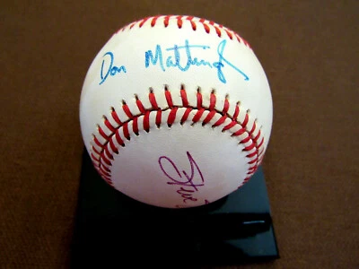 DON MATTINGLY STEVE SAX YANKEES MVP SIGNED AUTO VINTAGE ERA OAL BASEBALL JSA    - Image 1 of 4