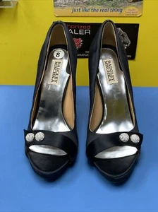 Badgley Mischka Damen High Heel Satin königlich schwarz Größe 8 Peep Toe - Bild 1 von 9