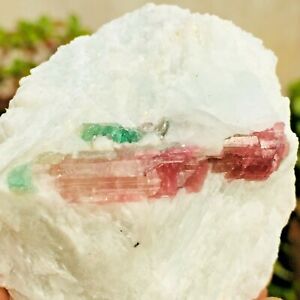 145g Pink Green Tourmaline Crystal Quartz Gemstone Rough Mineral Specimen