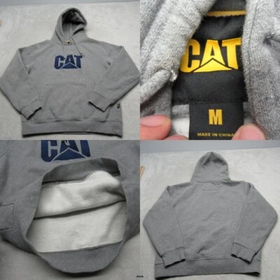 CAT Sudadera con Capucha Mujer Gris Medio Bolsillos Polar Peso Pesado Pullover Sudadera Foto 1 de 4