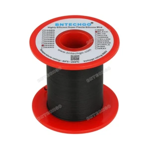 28 Gauge Flexible Silicone Wire Black 250 ft 600V 200 deg C Tinned Copper Wire - Picture 1 of 4