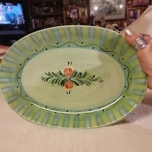 Southern Living At Home PLATTER Oval GAIL PITTMAN Green Blue 14" Long - Picture 1 of 5