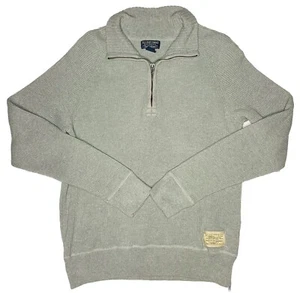 *VTG* Polo Jeans Co. Men's Gray 1/4 Zip Ribbed Military Issue Sweater; M - Picture 1 of 7