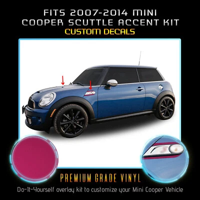 Calcomanías de vinilo para Mini Cooper Scuttle 2007-2014 con rayas - cromo mate satinado Foto 1 de 4