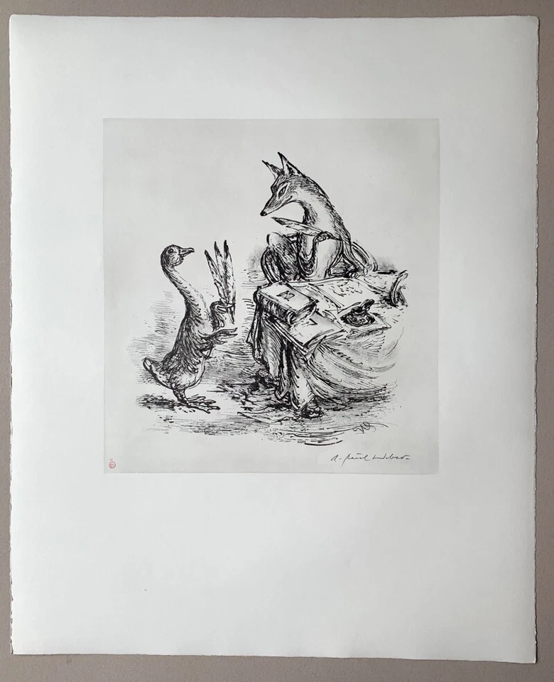A. Paul Weber Neue Federn Lithographie 1971 handsigniert - Bild 1 von 1