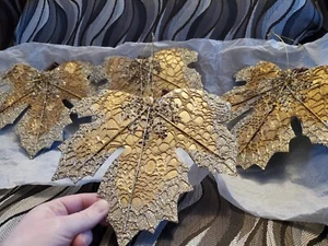 Unique classy decorations, gold glitter leaves. Christmas, fall Hanging ornament - Picture 1 of 5
