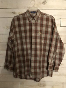 Pendleton Long Sleeve Brown VTG Plaid Button Up Shirt Men’s M Fast Shipping - Picture 1 of 4