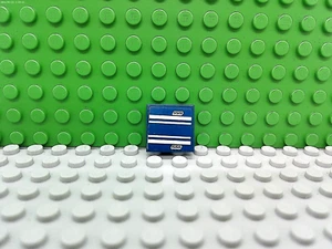 Lego 1 Dark Blue 2x2 Finish Tile with Sticker Racing Stripe - Picture 1 of 1