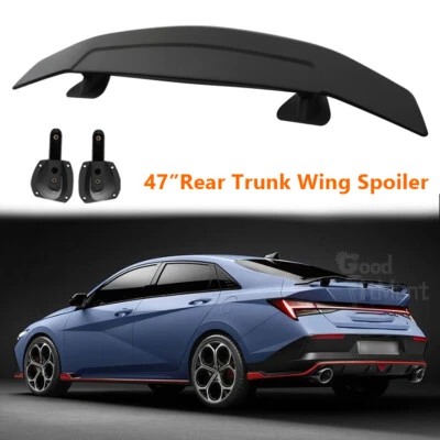 For Hyundai Elantra Sonata Sedan 47" Matte Rear Trunk Wing Spoiler + Brake Light - Image 1 of 4